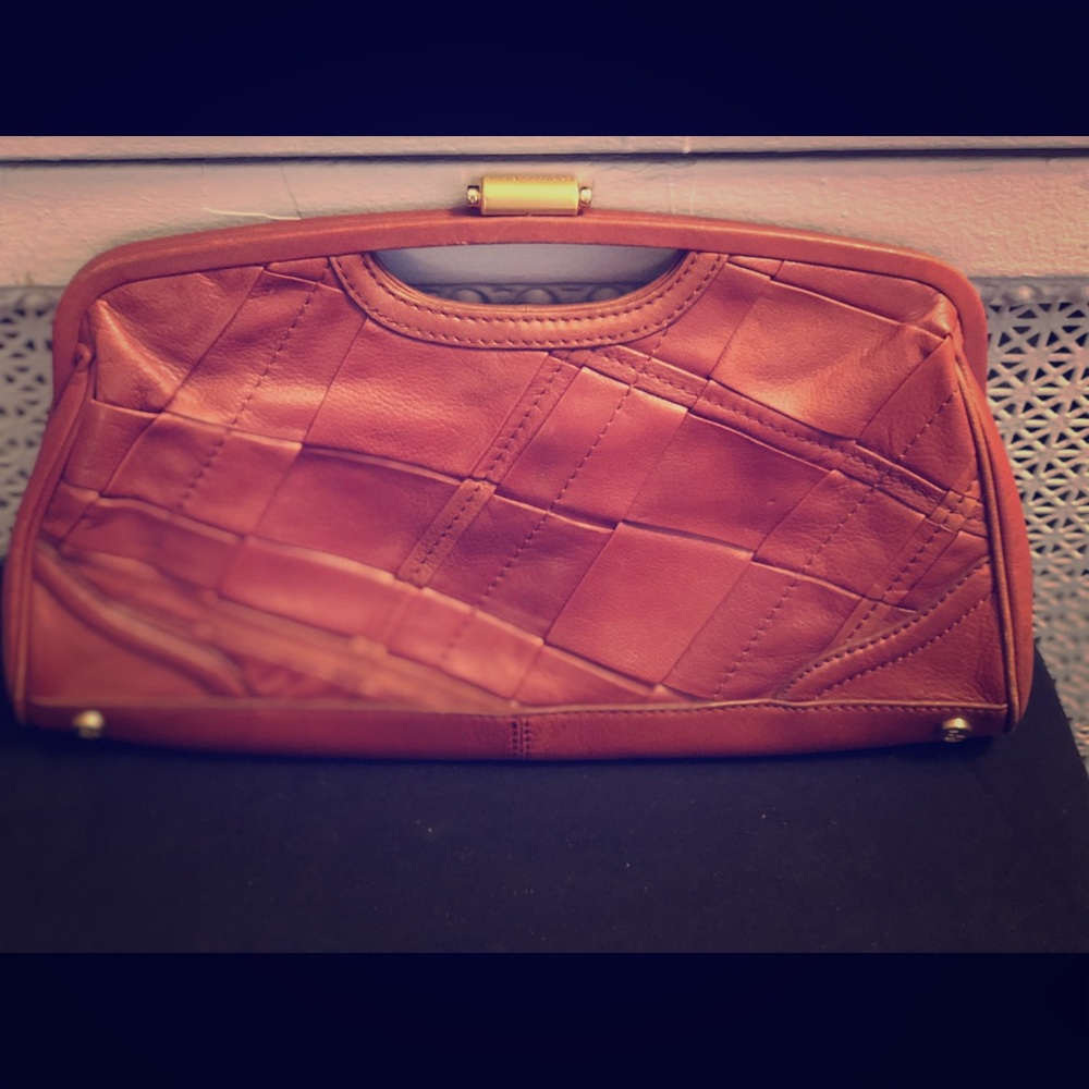 Elliott Lucca oversized leather clutch EUC